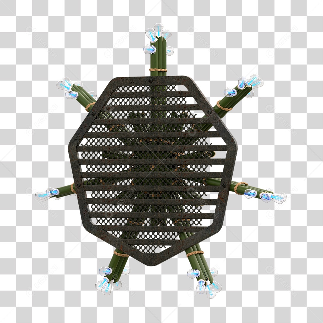 Elemento 3D Painel de Bambu Cordas PNG Transparente