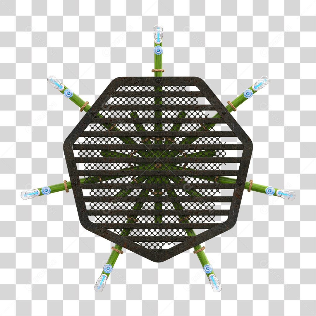 Elemento 3D Painel de Bambu Cordas PNG Transparente