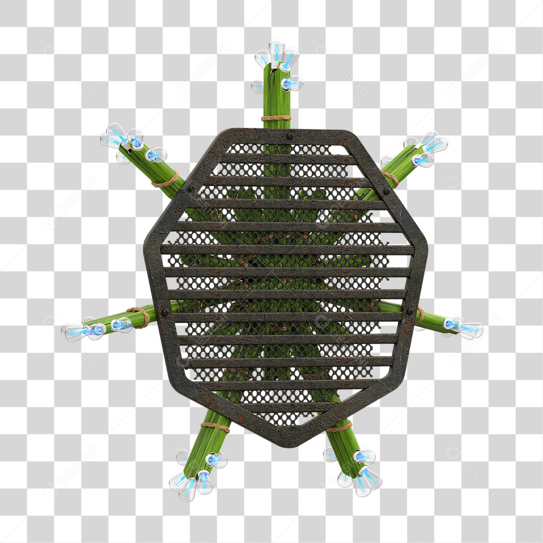 Elemento 3D Painel de Bambu Cordas PNG Transparente