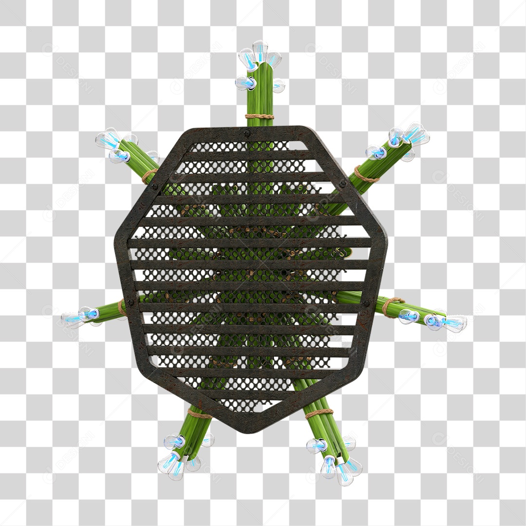 Elemento 3D Painel de Bambu Cordas PNG Transparente