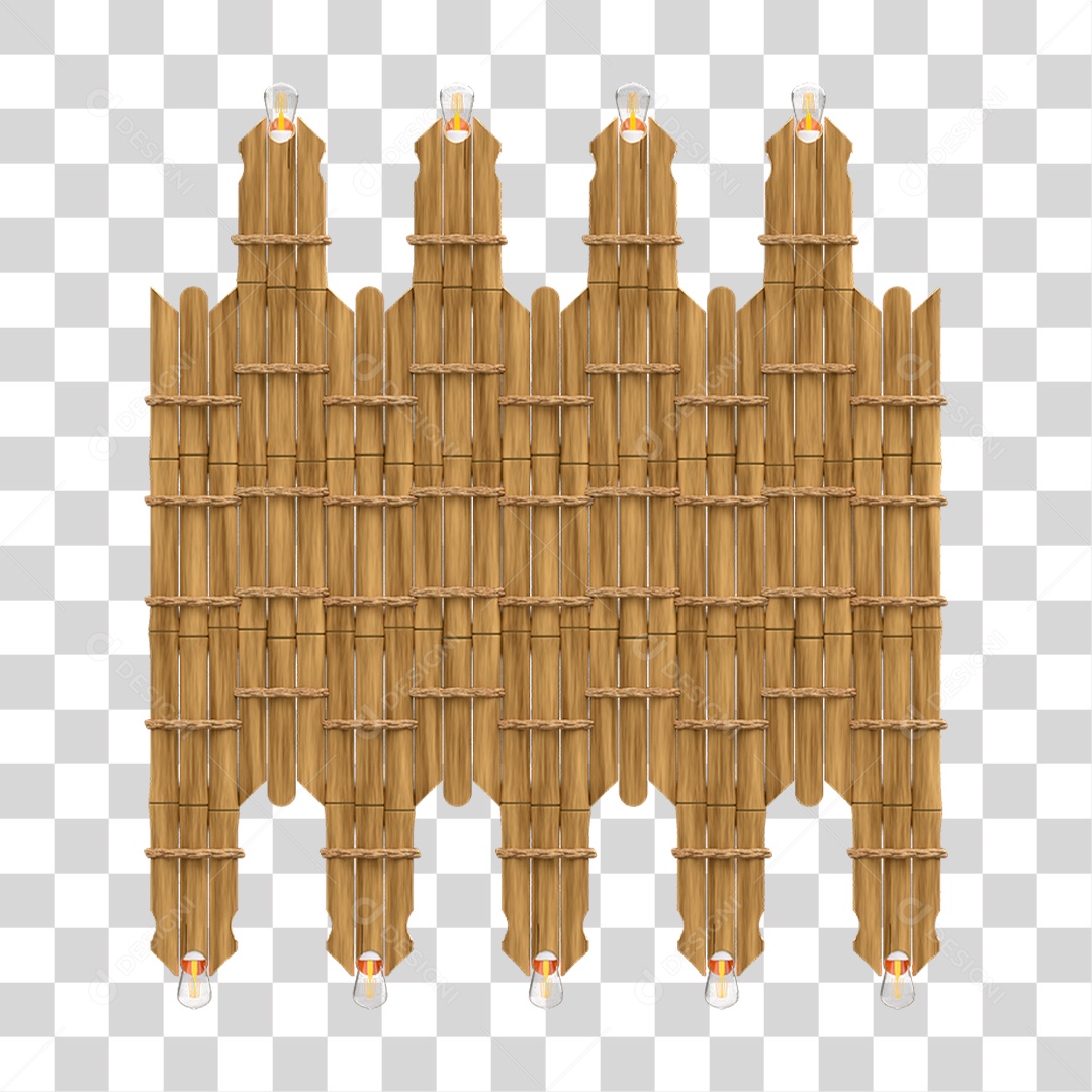 Elemento 3D Painel de Bambu Cordas PNG Transparente