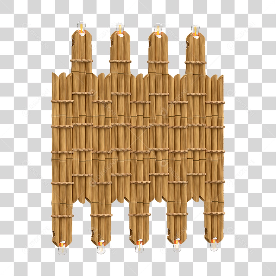 Elemento 3D Painel de Bambu Cordas PNG Transparente