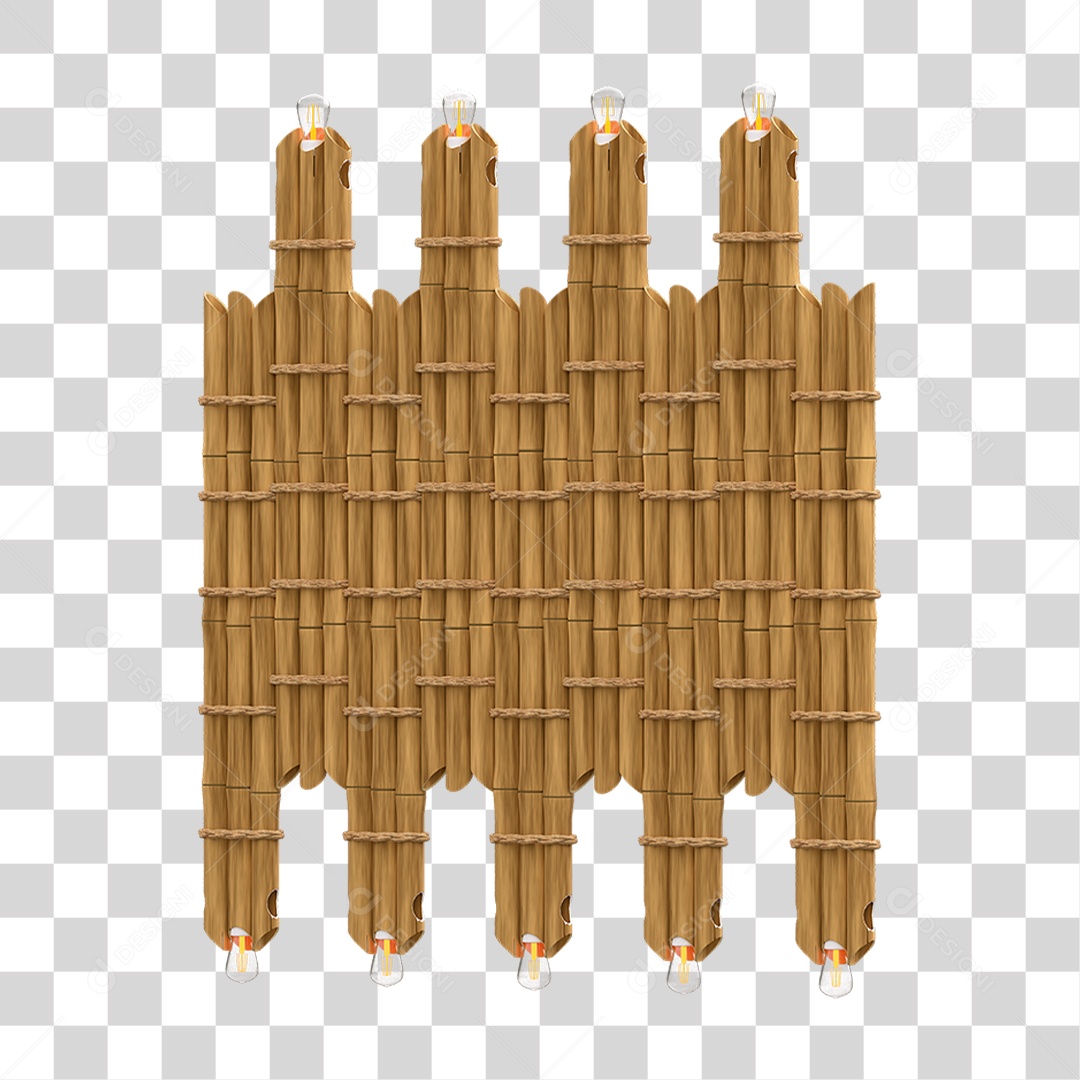 Elemento 3D Painel de Bambu Cordas PNG Transparente