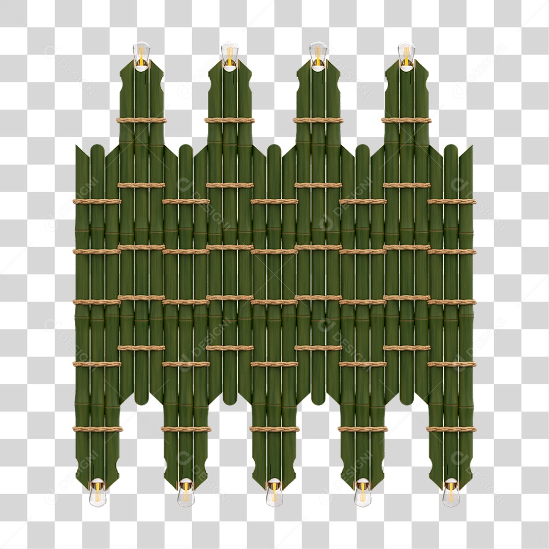 Elemento 3D Painel de Bambu Cordas PNG Transparente