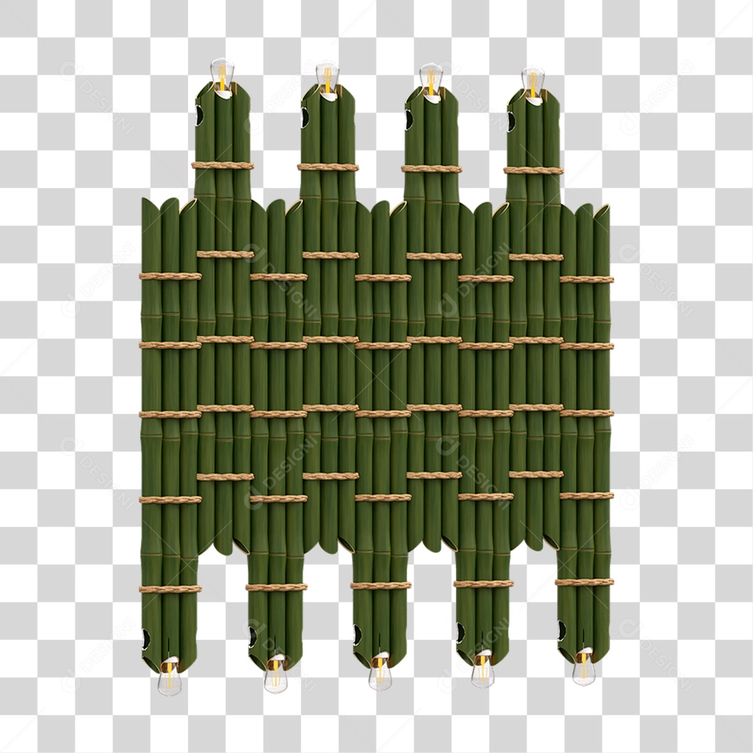 Elemento 3D Painel de Bambu Cordas PNG Transparente