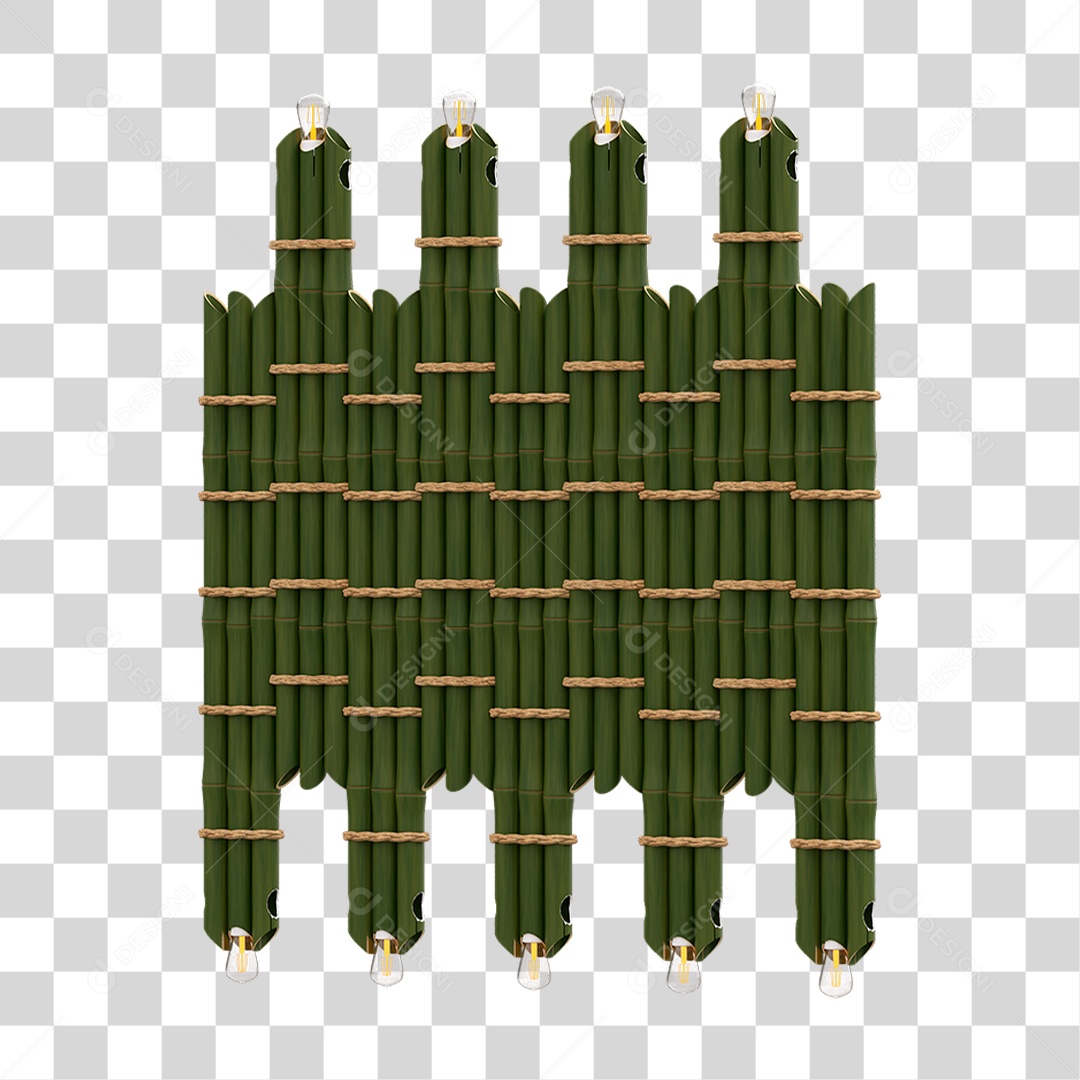 Elemento 3D Painel de Bambu Cordas PNG Transparente