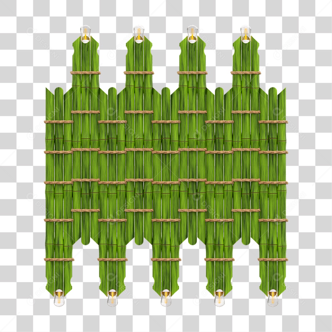 Elemento 3D Painel de Bambu Cordas PNG Transparente