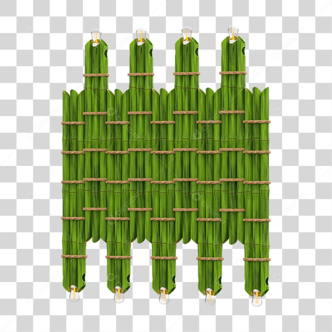 Elemento 3D Painel de Bambu Cordas PNG Transparente