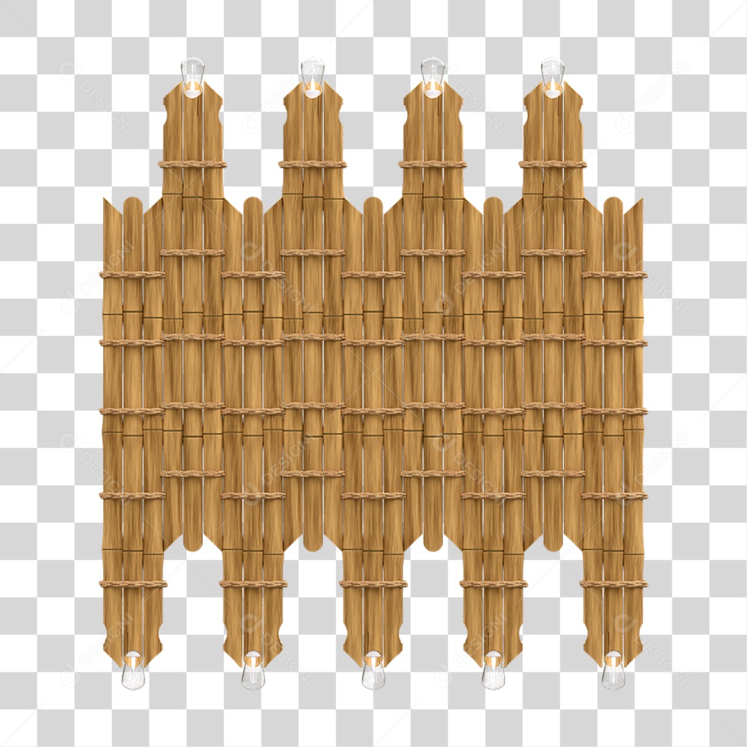 Elemento 3D Painel de Bambu Cordas PNG Transparente