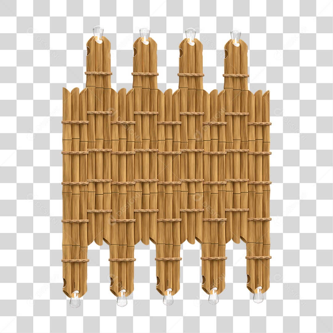 Elemento 3D Painel de Bambu Cordas PNG Transparente