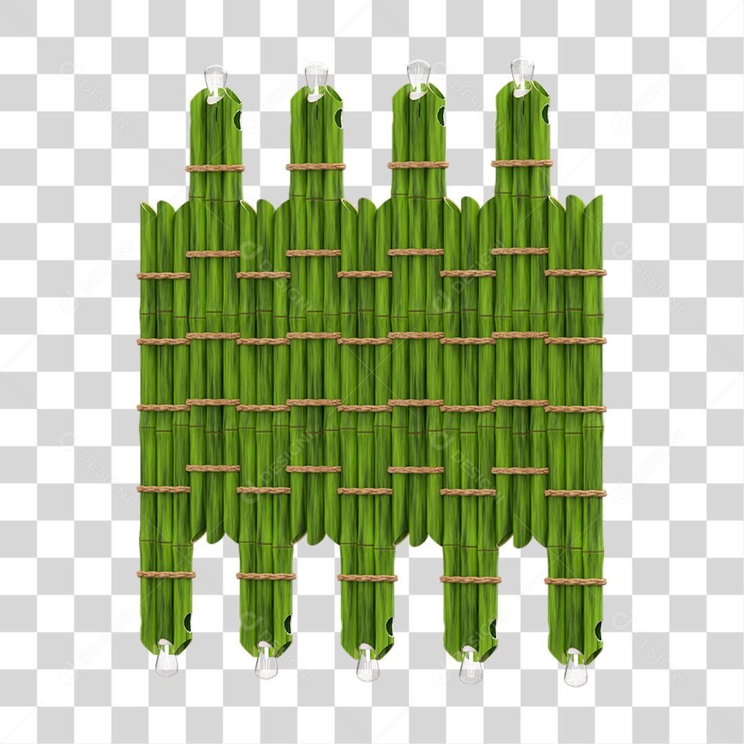 Elemento 3D Painel de Bambu Cordas PNG Transparente