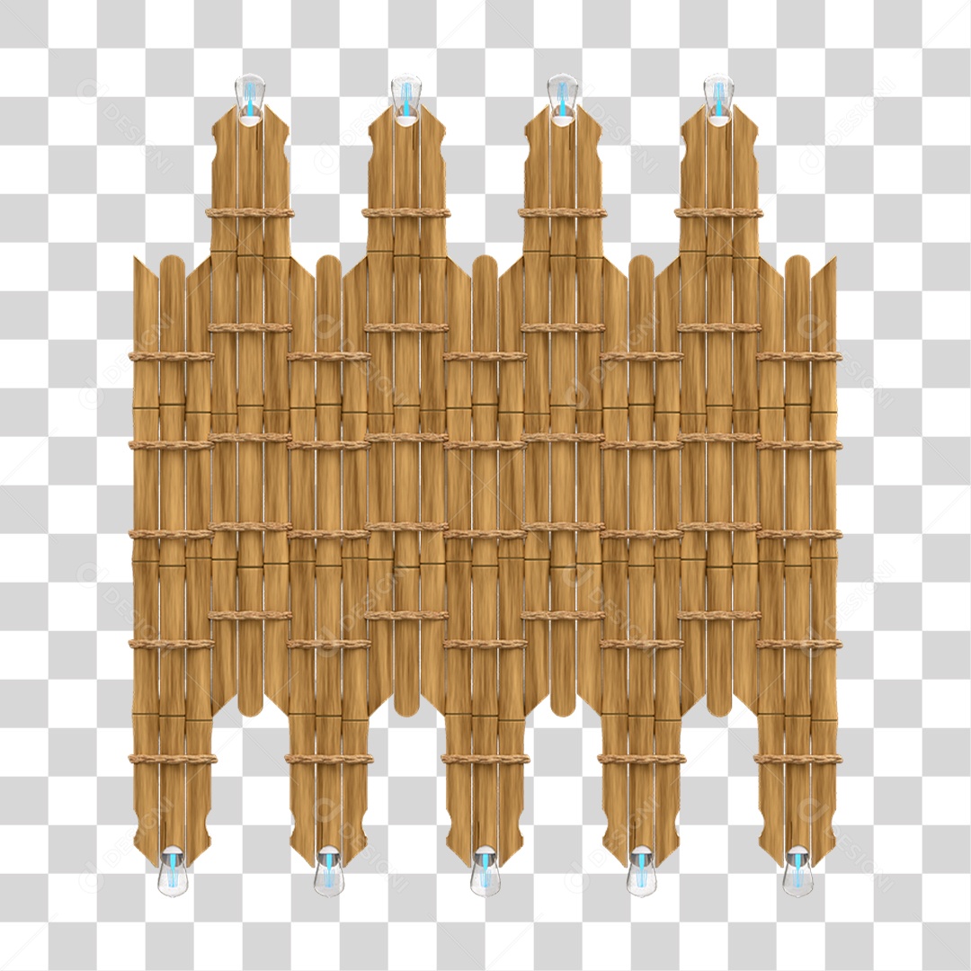 Elemento 3D Painel de Bambu Cordas PNG Transparente