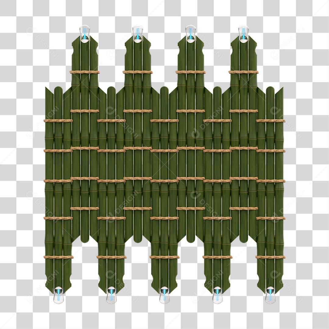 Elemento 3D Painel de Bambu Cordas PNG Transparente
