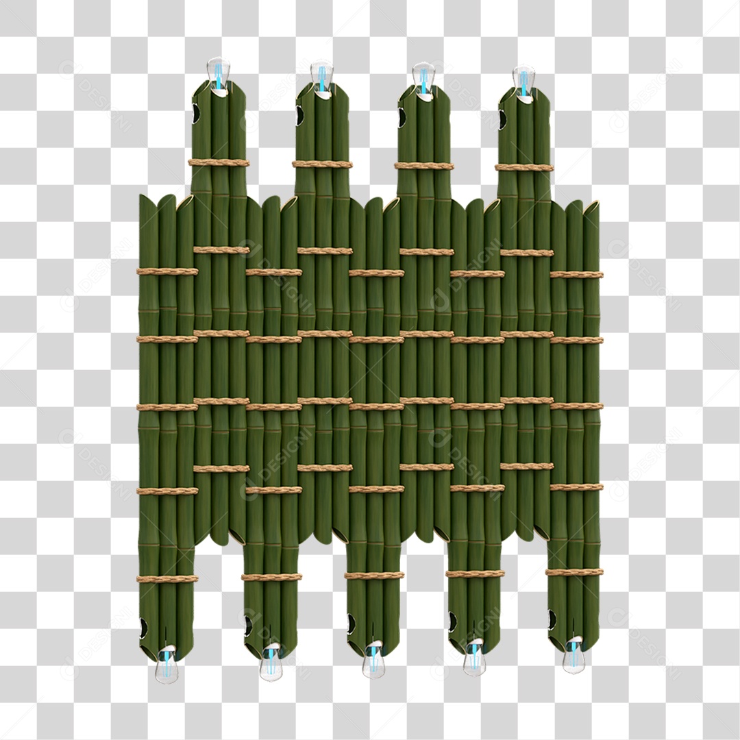 Elemento 3D Painel de Bambu Cordas PNG Transparente