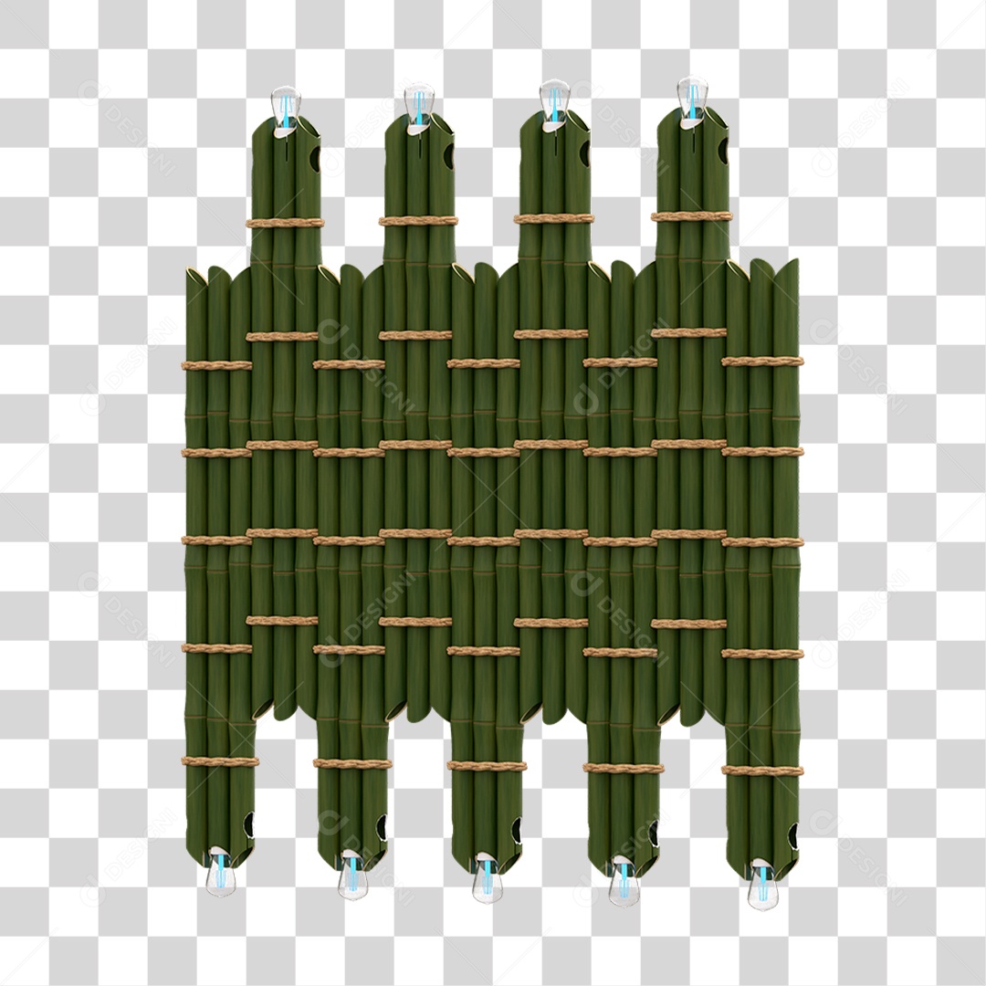 Elemento 3D Painel de Bambu Cordas PNG Transparente