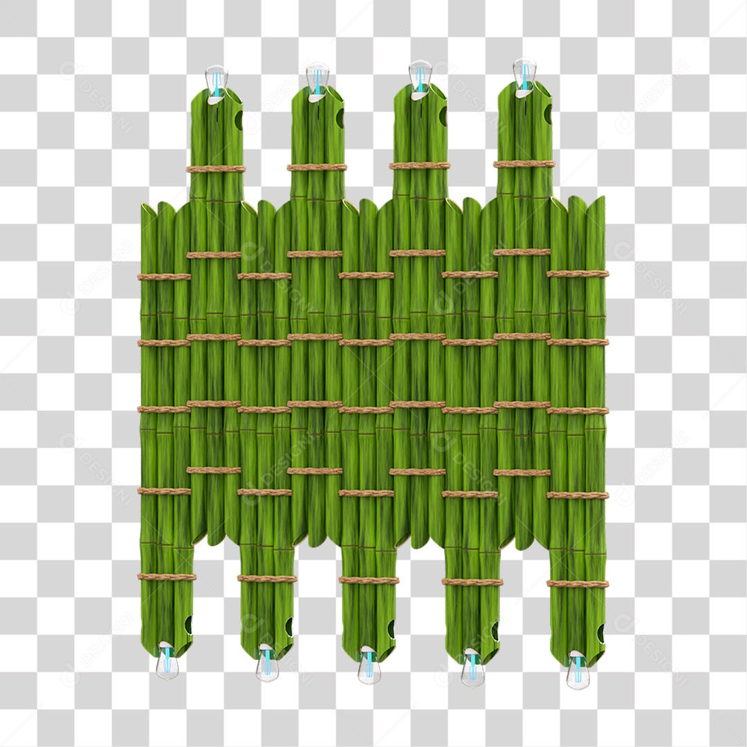 Elemento 3D Painel de Bambu Cordas PNG Transparente