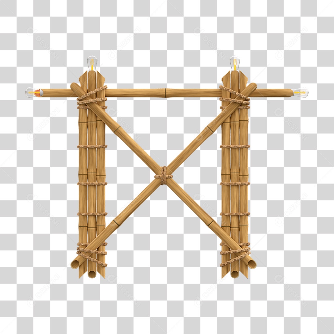 Elemento 3D Painel de Bambu Cordas PNG Transparente