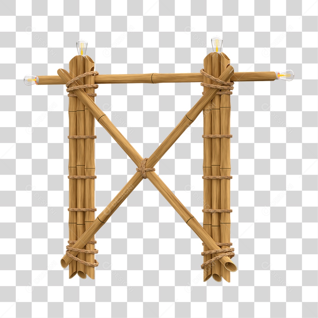 Elemento 3D Painel de Bambu Cordas PNG Transparente