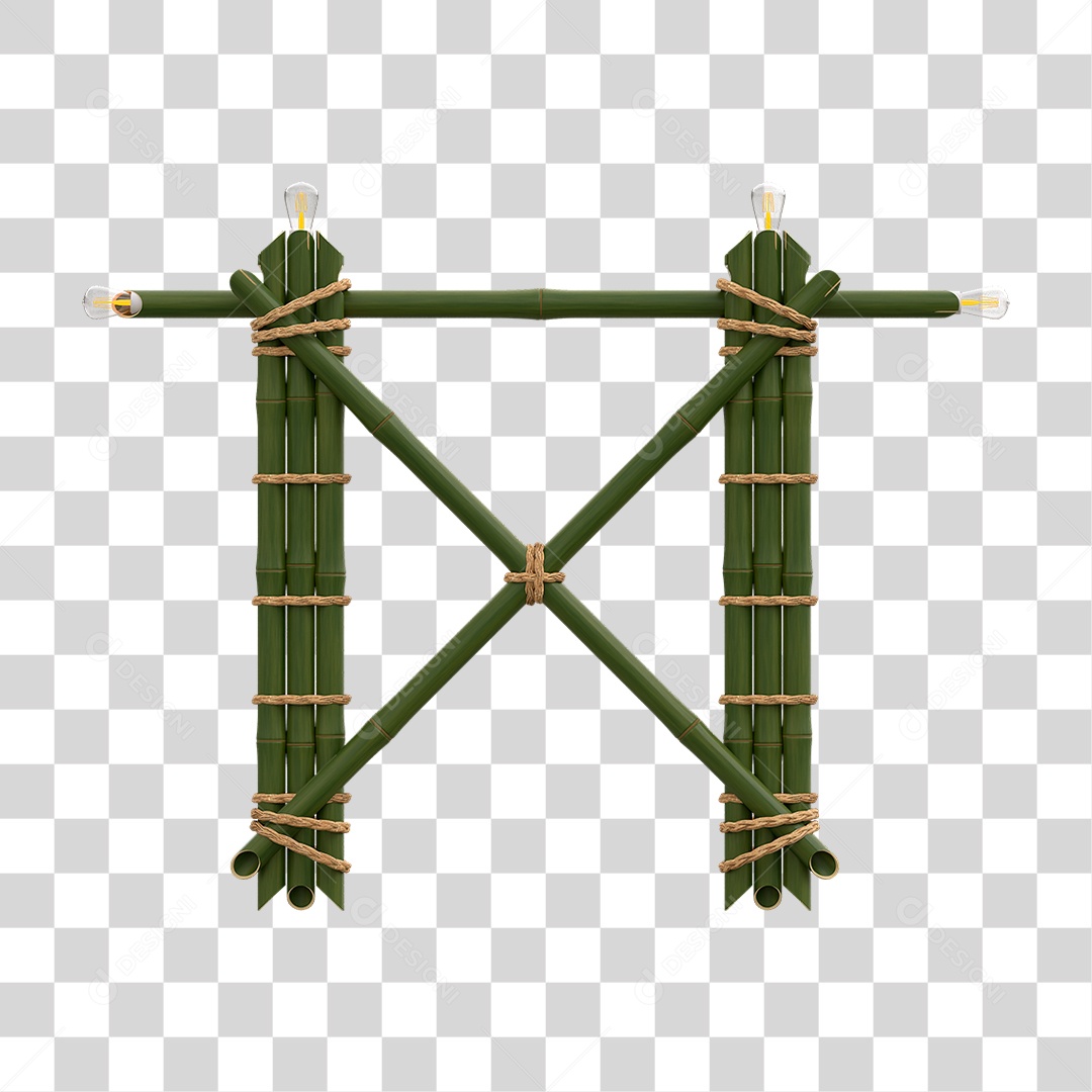 Elemento 3D Painel de Bambu Cordas PNG Transparente