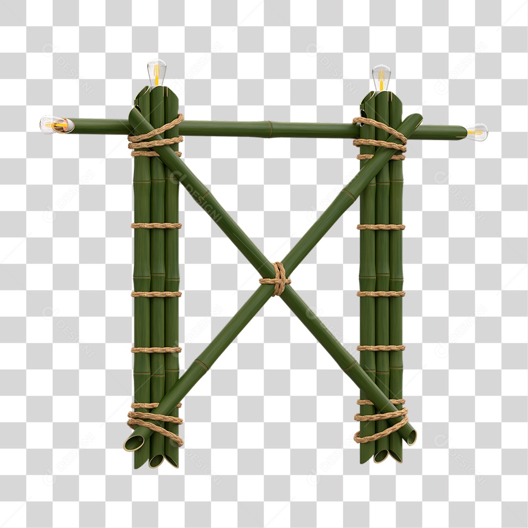 Elemento 3D Painel de Bambu Cordas PNG Transparente