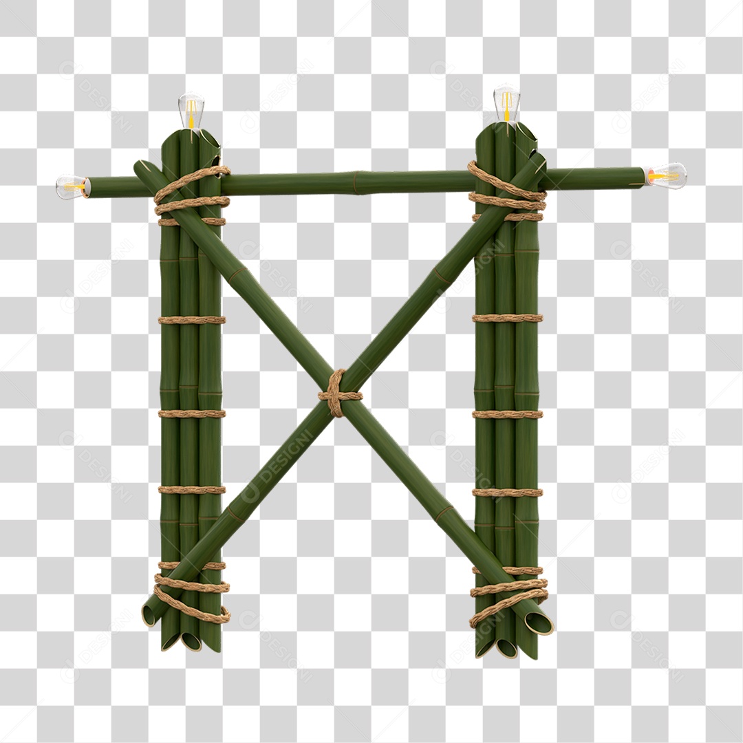 Elemento 3D Painel de Bambu Cordas PNG Transparente