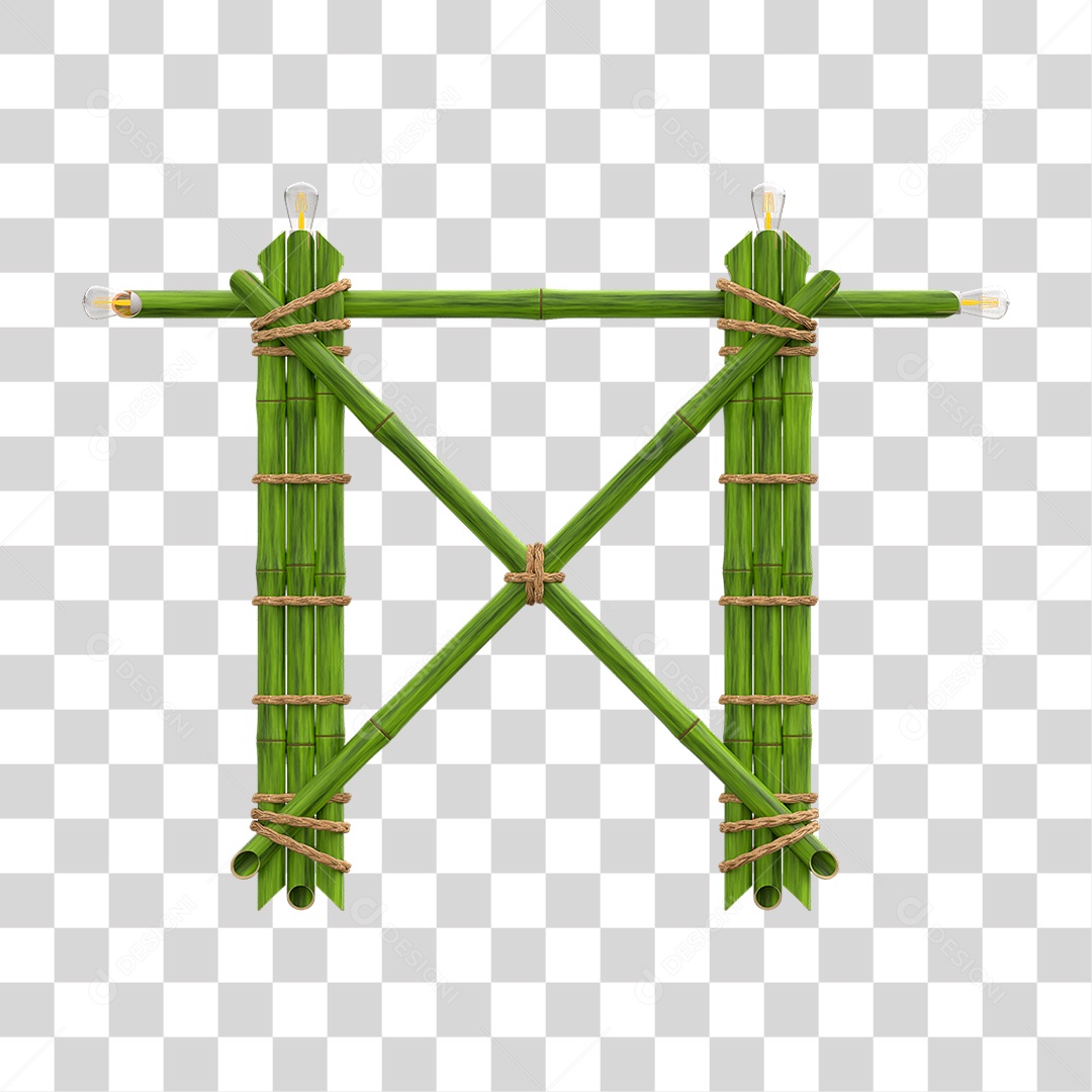 Elemento 3D Painel de Bambu Cordas PNG Transparente