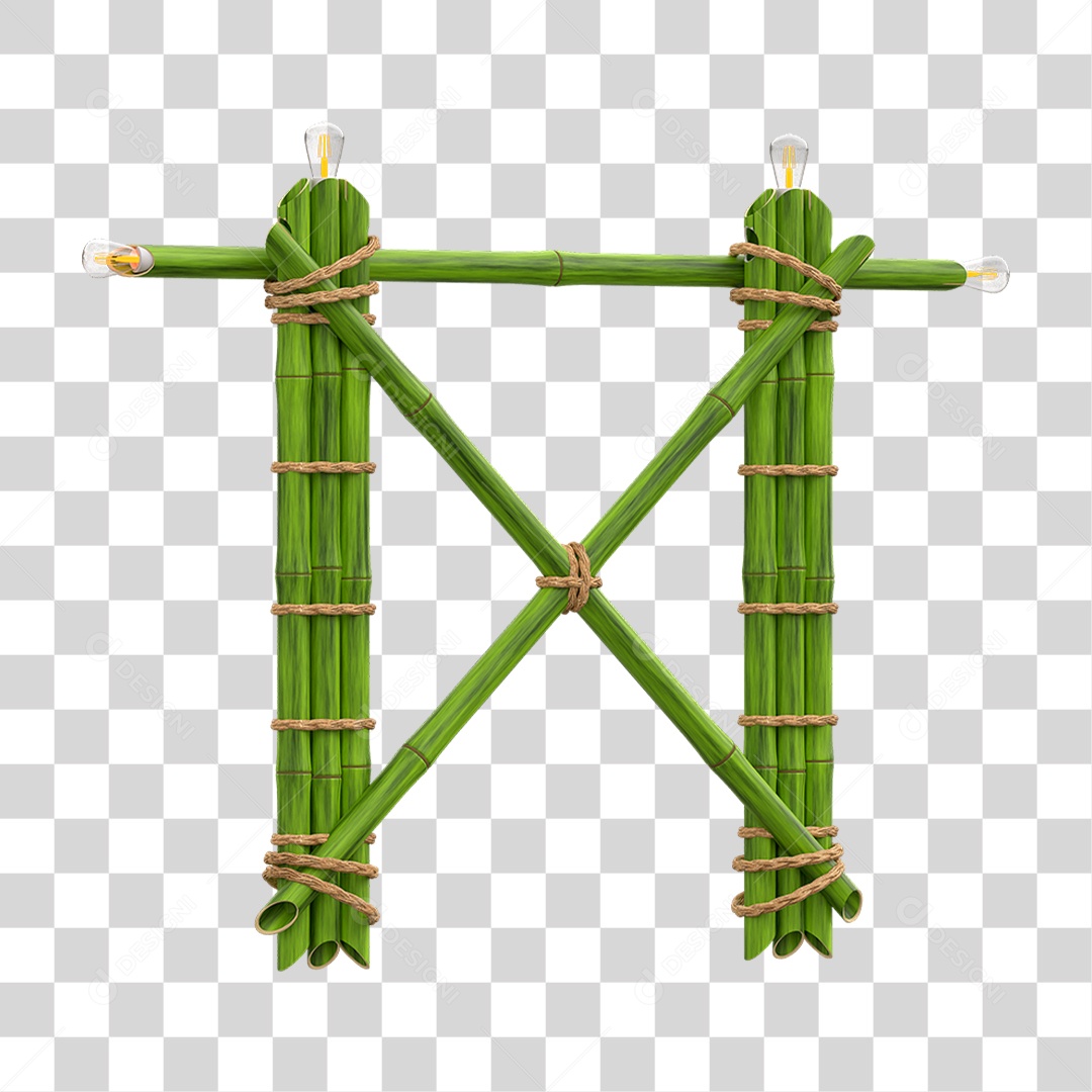 Elemento 3D Painel de Bambu Cordas PNG Transparente