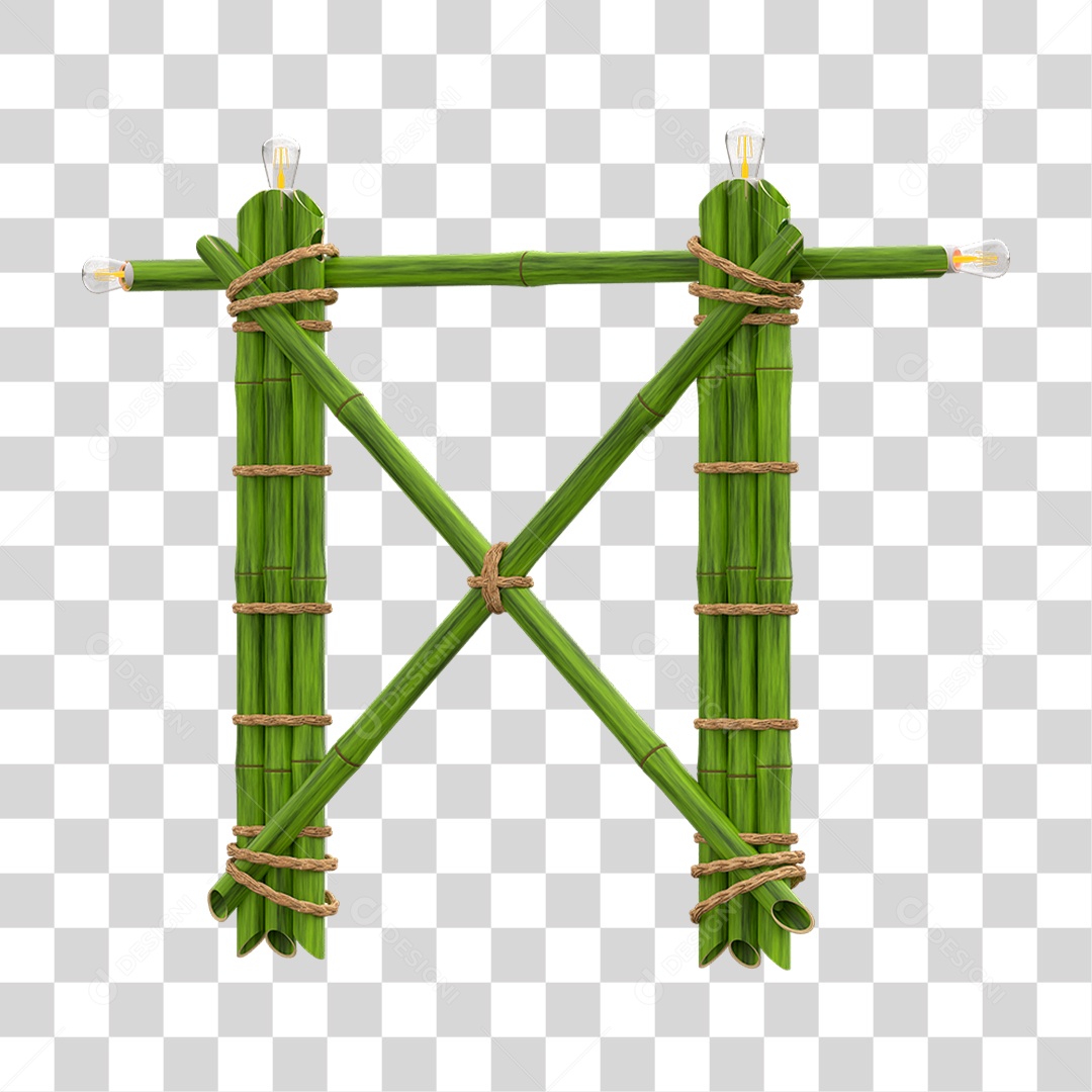 Elemento 3D Painel de Bambu Cordas PNG Transparente