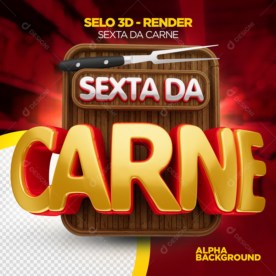 Sexta da Carne Selo 3D Para Composição PSD