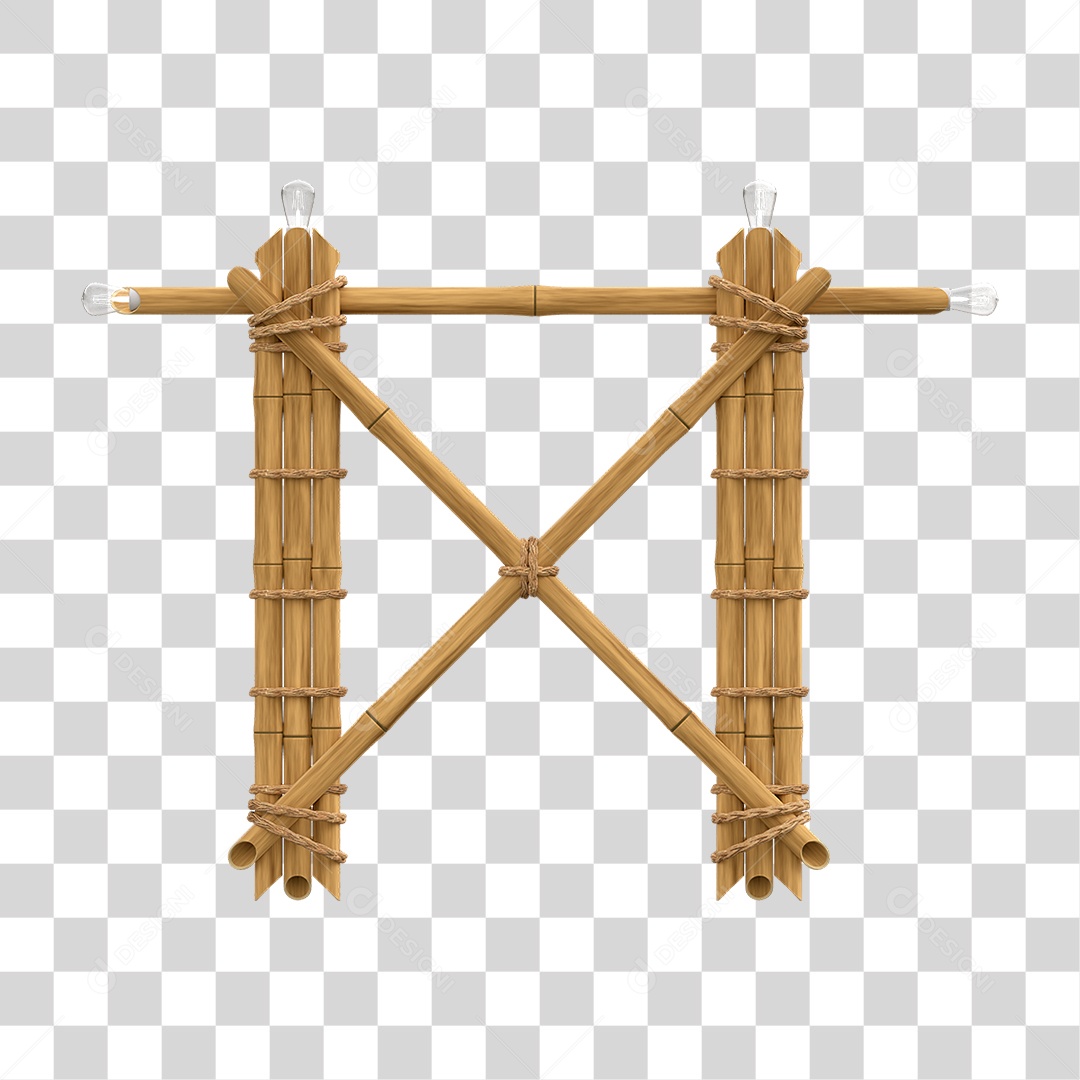 Elemento 3D Painel de Bambu Cordas PNG Transparente