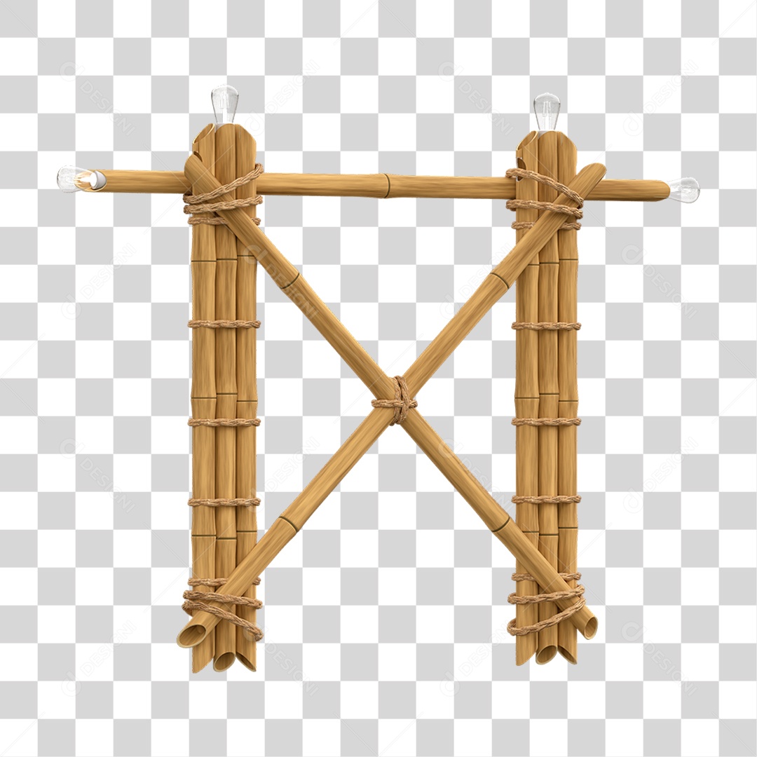 Elemento 3D Painel de Bambu Cordas PNG Transparente