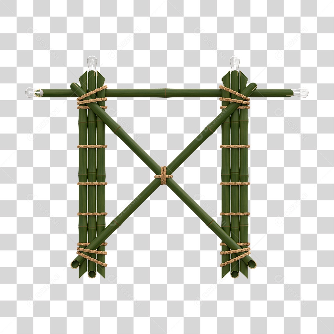 Elemento 3D Painel de Bambu Cordas PNG Transparente