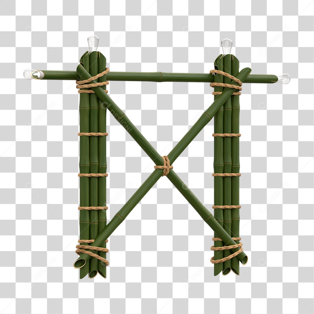 Elemento 3D Painel de Bambu Cordas PNG Transparente