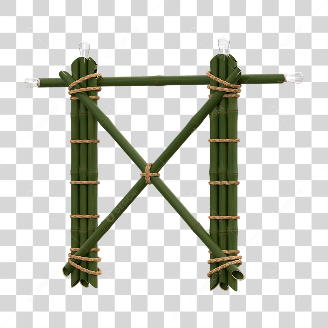 Elemento 3D Painel de Bambu Cordas PNG Transparente