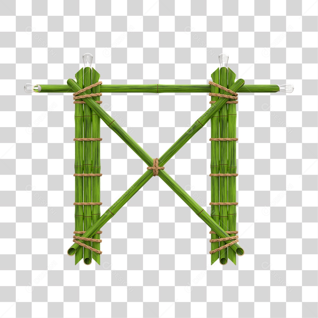 Elemento 3D Painel de Bambu Cordas PNG Transparente