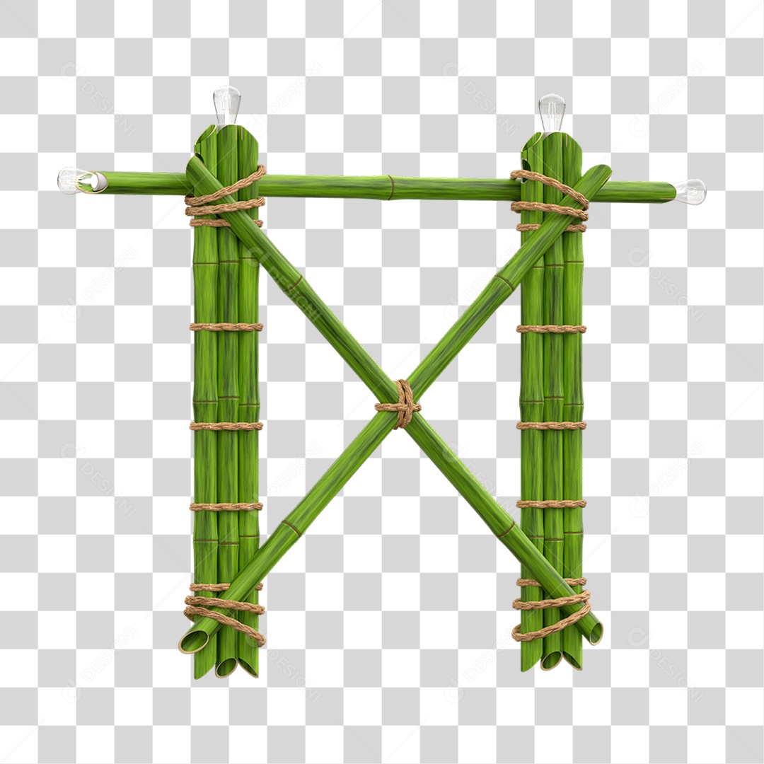 Elemento 3D Painel de Bambu Cordas PNG Transparente