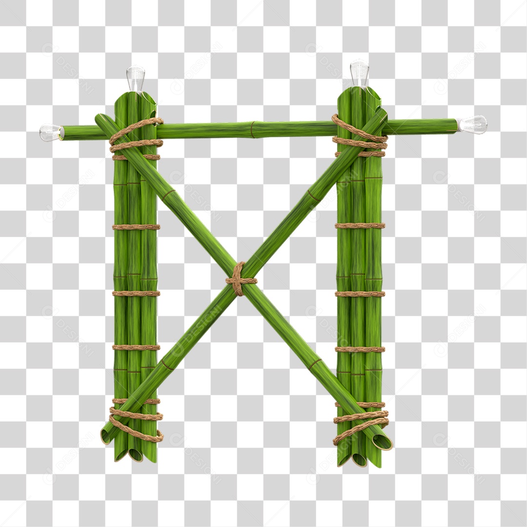 Elemento 3D Painel de Bambu Cordas PNG Transparente