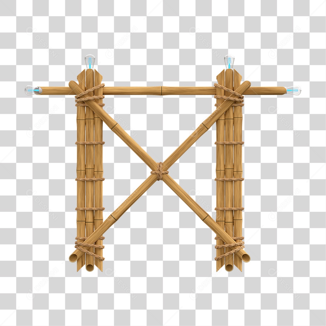 Elemento 3D Painel de Bambu Cordas PNG Transparente