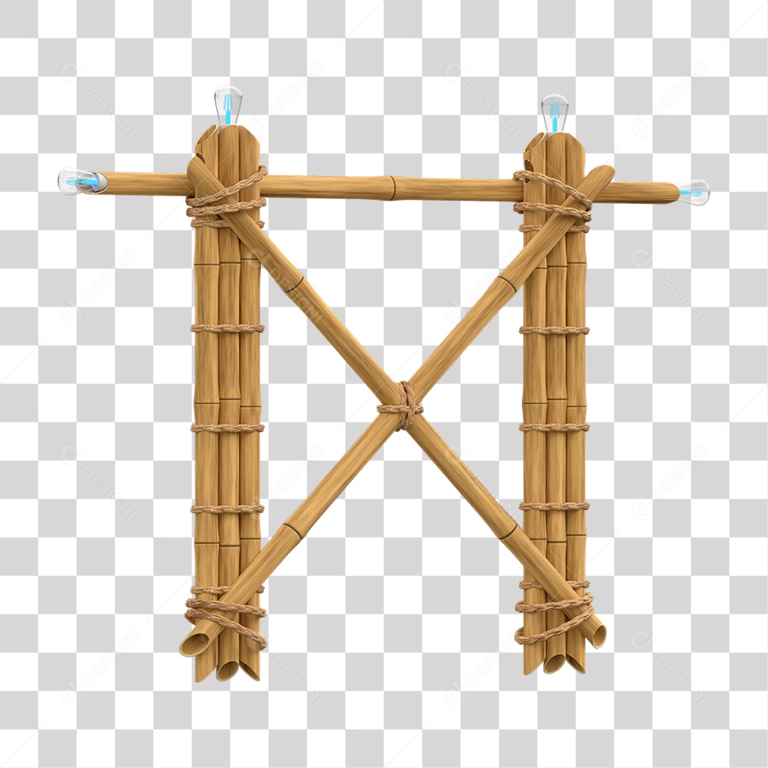 Elemento 3D Painel de Bambu Cordas PNG Transparente