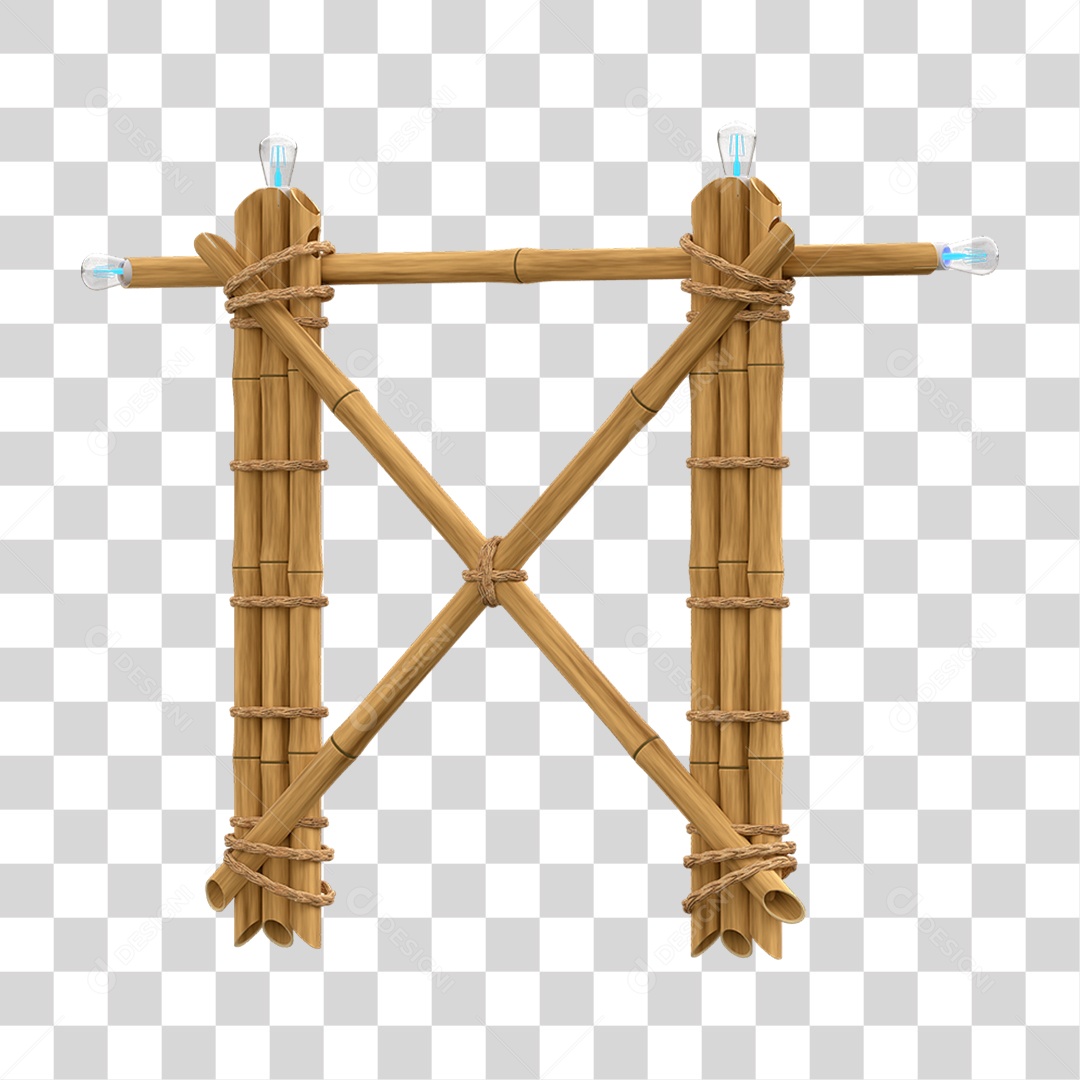 Elemento 3D Painel de Bambu Cordas PNG Transparente