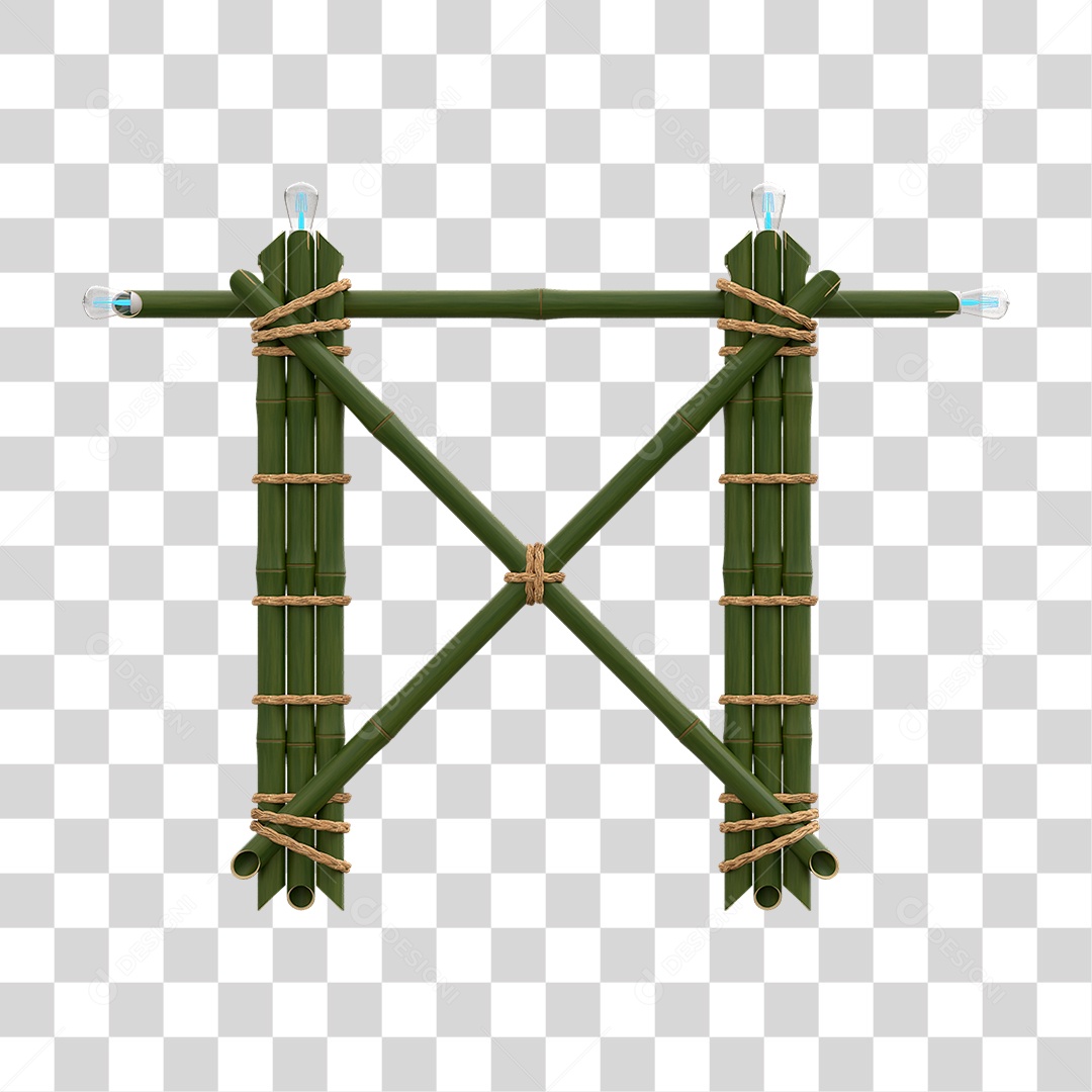 Elemento 3D Painel de Bambu Cordas PNG Transparente
