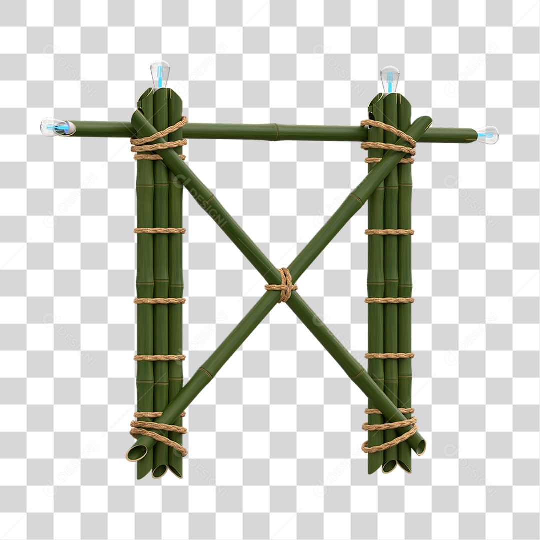 Elemento 3D Painel de Bambu Cordas PNG Transparente