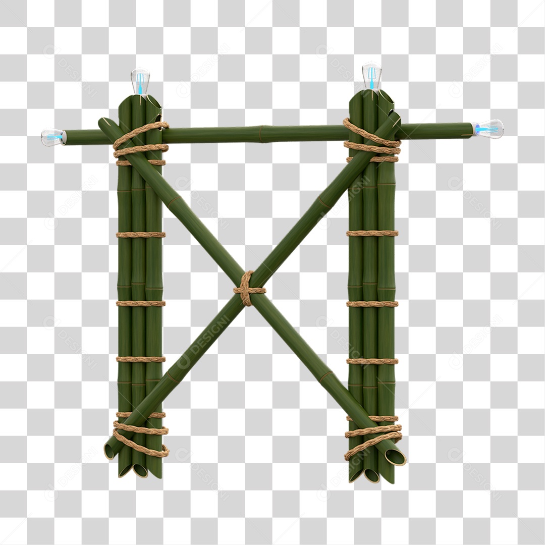 Elemento 3D Painel de Bambu Cordas PNG Transparente