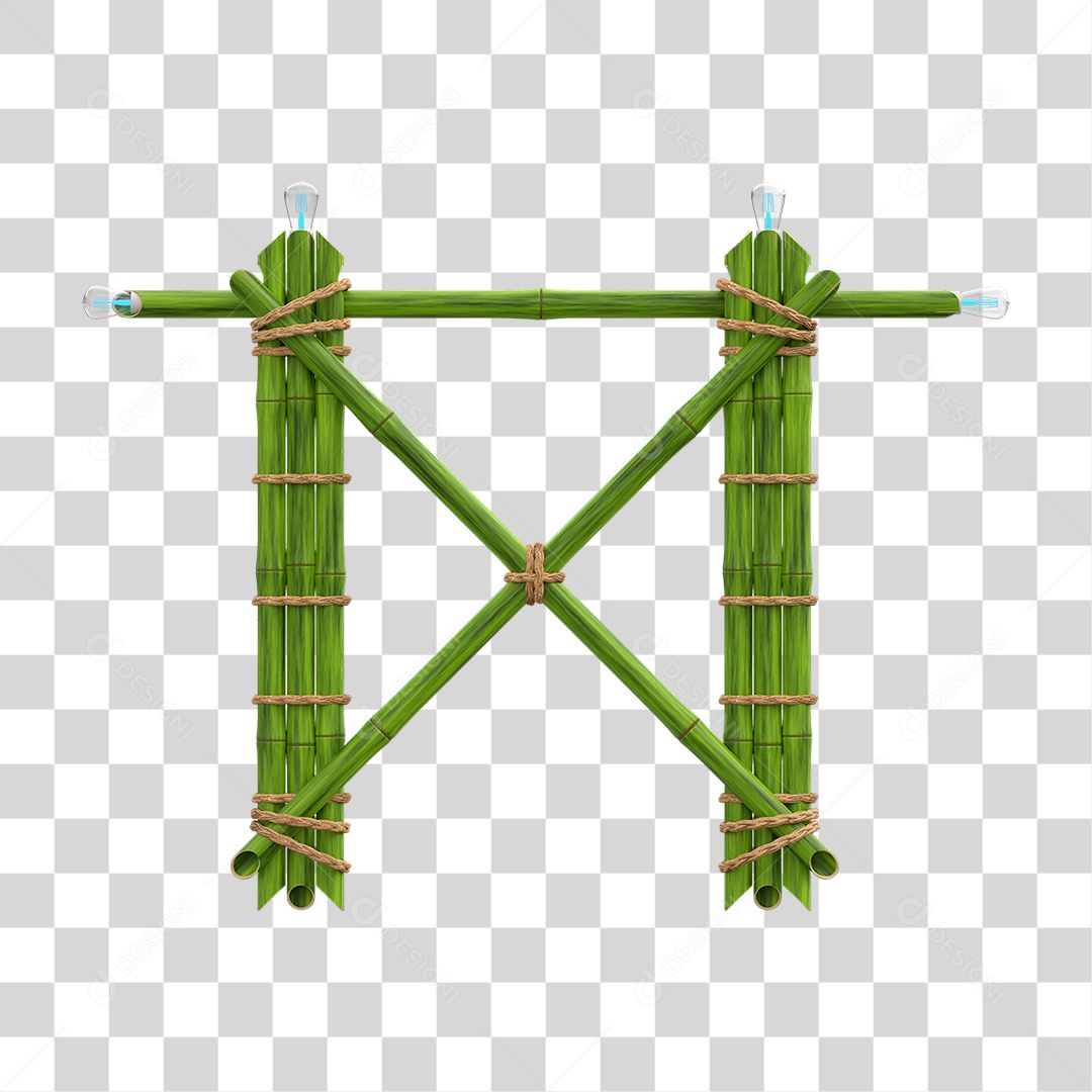 Elemento 3D Painel de Bambu Cordas PNG Transparente
