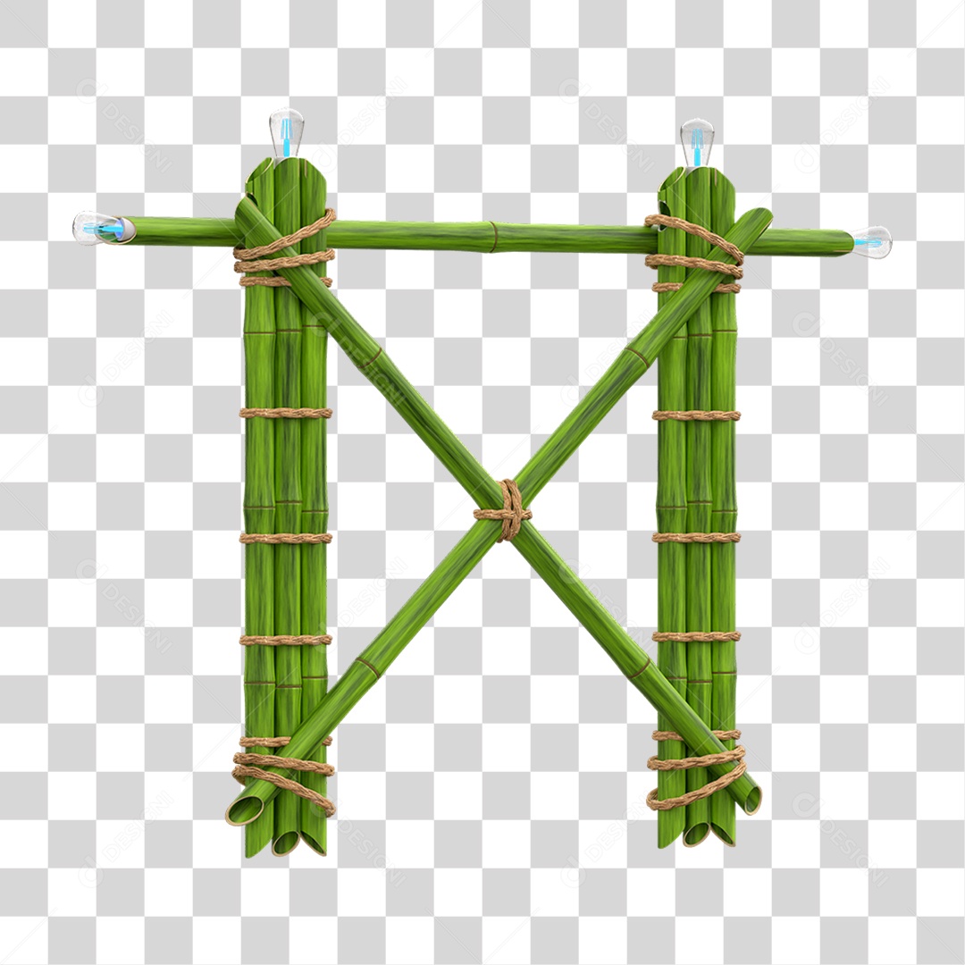 Elemento 3D Painel de Bambu Cordas PNG Transparente