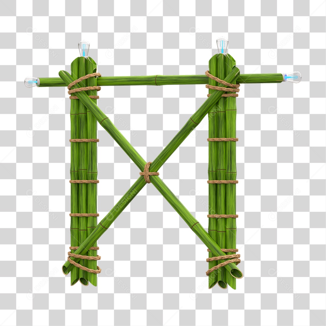 Elemento 3D Painel de Bambu Cordas PNG Transparente