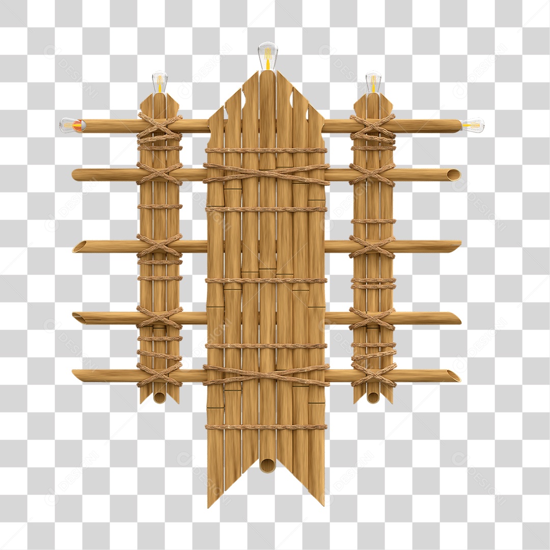 Elemento 3D Painel de Bambu Cordas PNG Transparente