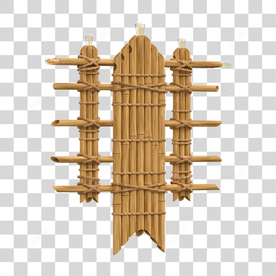 Elemento 3D Painel de Bambu Cordas PNG Transparente