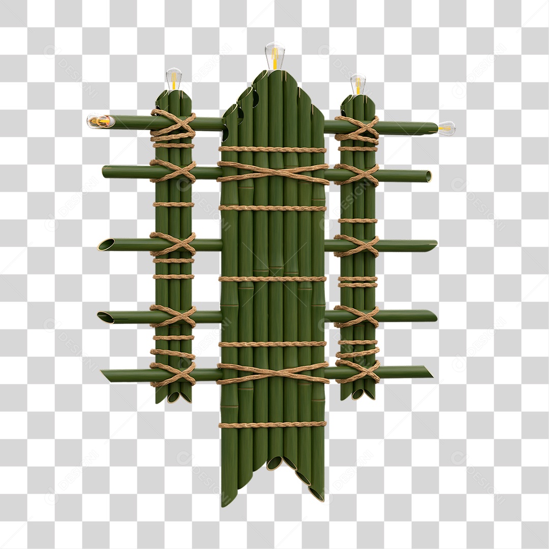 Elemento 3D Painel de Bambu Cordas PNG Transparente