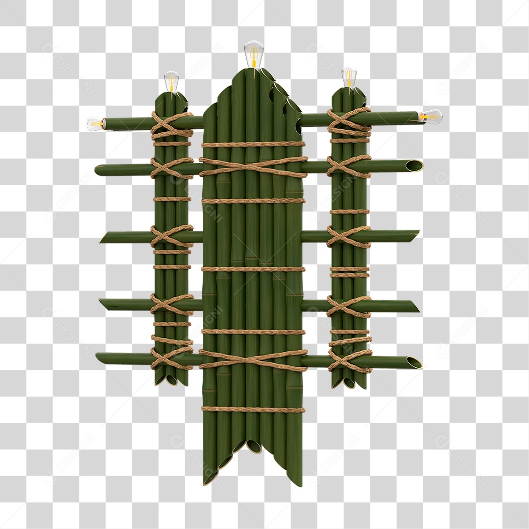 Elemento 3D Painel de Bambu Cordas PNG Transparente